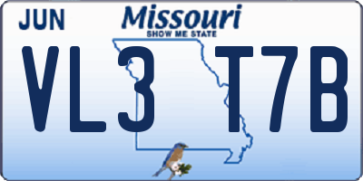 MO license plate VL3T7B