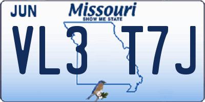 MO license plate VL3T7J