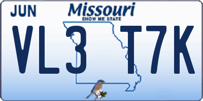 MO license plate VL3T7K