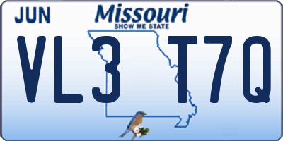 MO license plate VL3T7Q