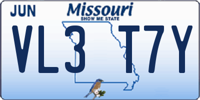 MO license plate VL3T7Y