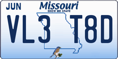 MO license plate VL3T8D