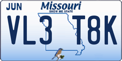 MO license plate VL3T8K