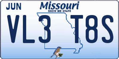 MO license plate VL3T8S