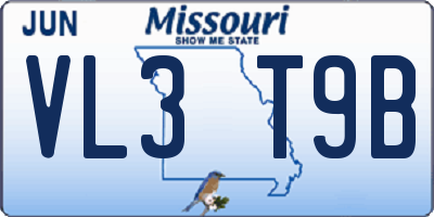 MO license plate VL3T9B
