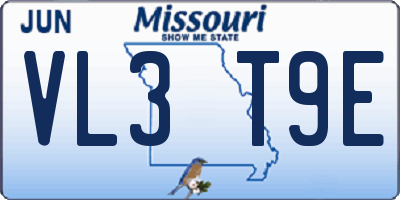 MO license plate VL3T9E