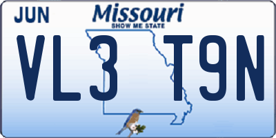 MO license plate VL3T9N