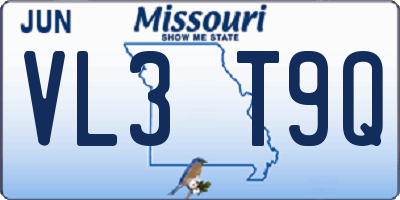 MO license plate VL3T9Q