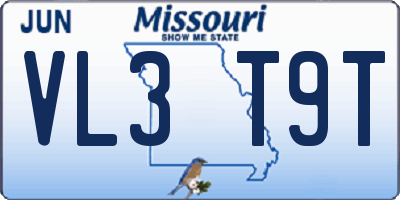 MO license plate VL3T9T