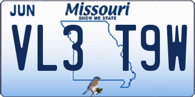 MO license plate VL3T9W