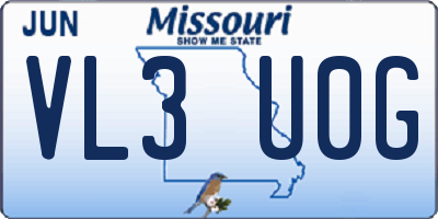 MO license plate VL3U0G