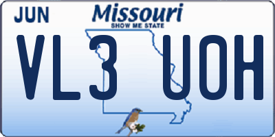 MO license plate VL3U0H