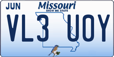 MO license plate VL3U0Y