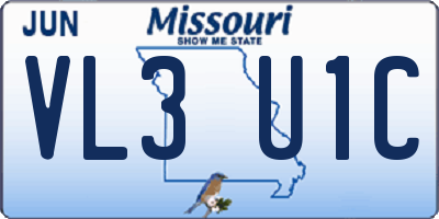 MO license plate VL3U1C