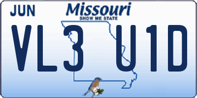 MO license plate VL3U1D