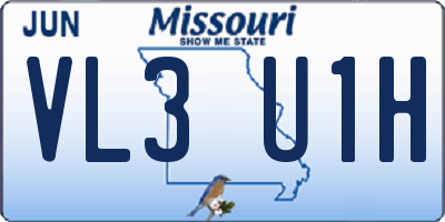 MO license plate VL3U1H