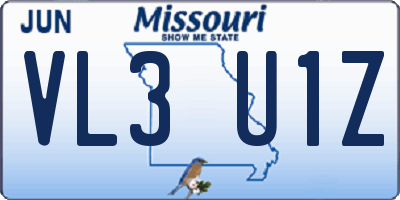 MO license plate VL3U1Z