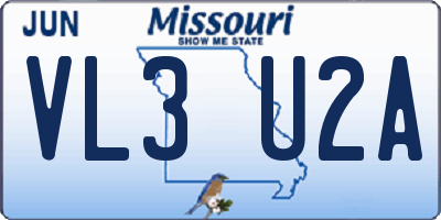 MO license plate VL3U2A