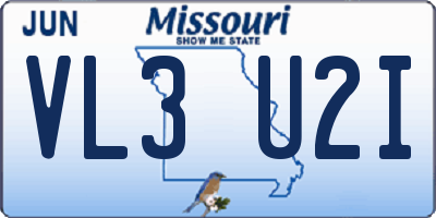 MO license plate VL3U2I
