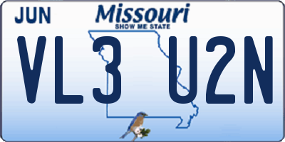 MO license plate VL3U2N