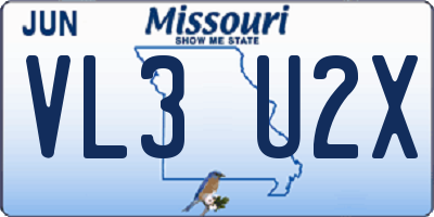 MO license plate VL3U2X