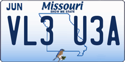 MO license plate VL3U3A