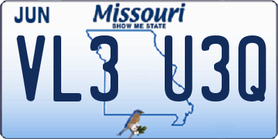 MO license plate VL3U3Q