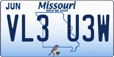 MO license plate VL3U3W