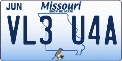 MO license plate VL3U4A