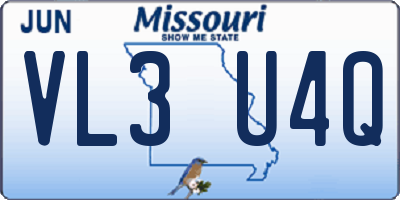 MO license plate VL3U4Q