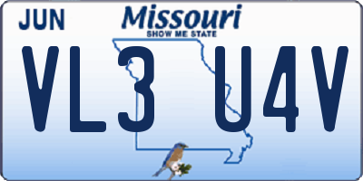 MO license plate VL3U4V