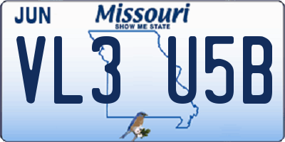 MO license plate VL3U5B