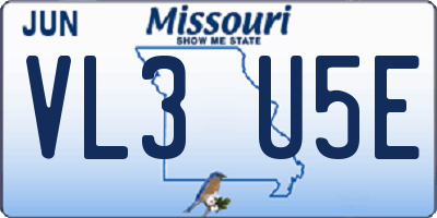 MO license plate VL3U5E