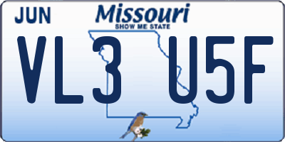 MO license plate VL3U5F