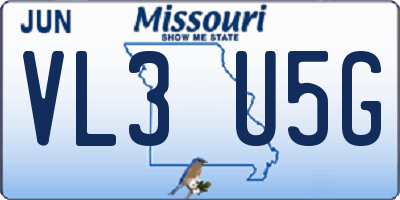 MO license plate VL3U5G