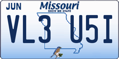 MO license plate VL3U5I