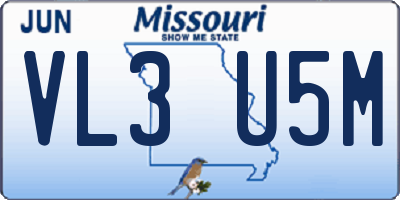 MO license plate VL3U5M