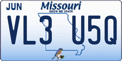 MO license plate VL3U5Q