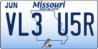 MO license plate VL3U5R