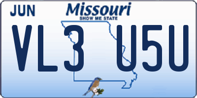 MO license plate VL3U5U