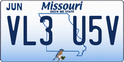 MO license plate VL3U5V