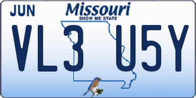 MO license plate VL3U5Y