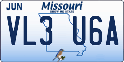 MO license plate VL3U6A