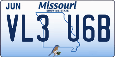 MO license plate VL3U6B