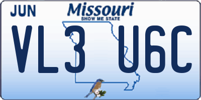 MO license plate VL3U6C