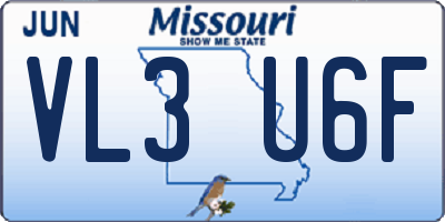 MO license plate VL3U6F