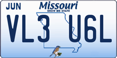 MO license plate VL3U6L