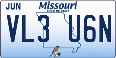 MO license plate VL3U6N