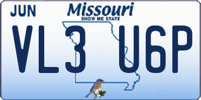 MO license plate VL3U6P