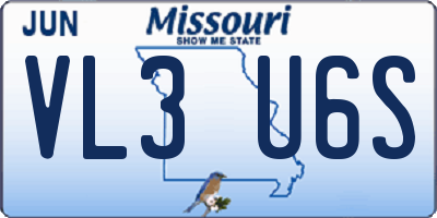 MO license plate VL3U6S